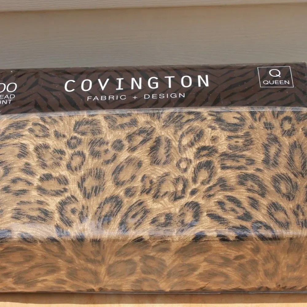 Covington Animal Leopard Print 4 Pc Queen Sheet Set Cotton Blend 400 Thread Ct